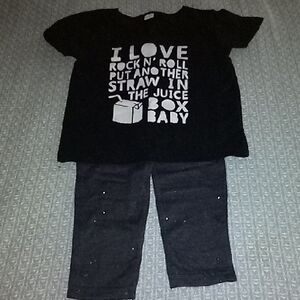 NWOT Carter's 3T Girls Outfit, ROCK N' ROLL T-Shirt & Sparkly Glittery Jeggings